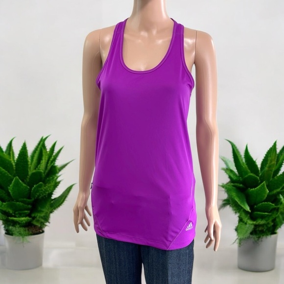 adidas Sequencials Dark Pink Fitted Tank with Side Zip Pocket - Picture 2 of 16